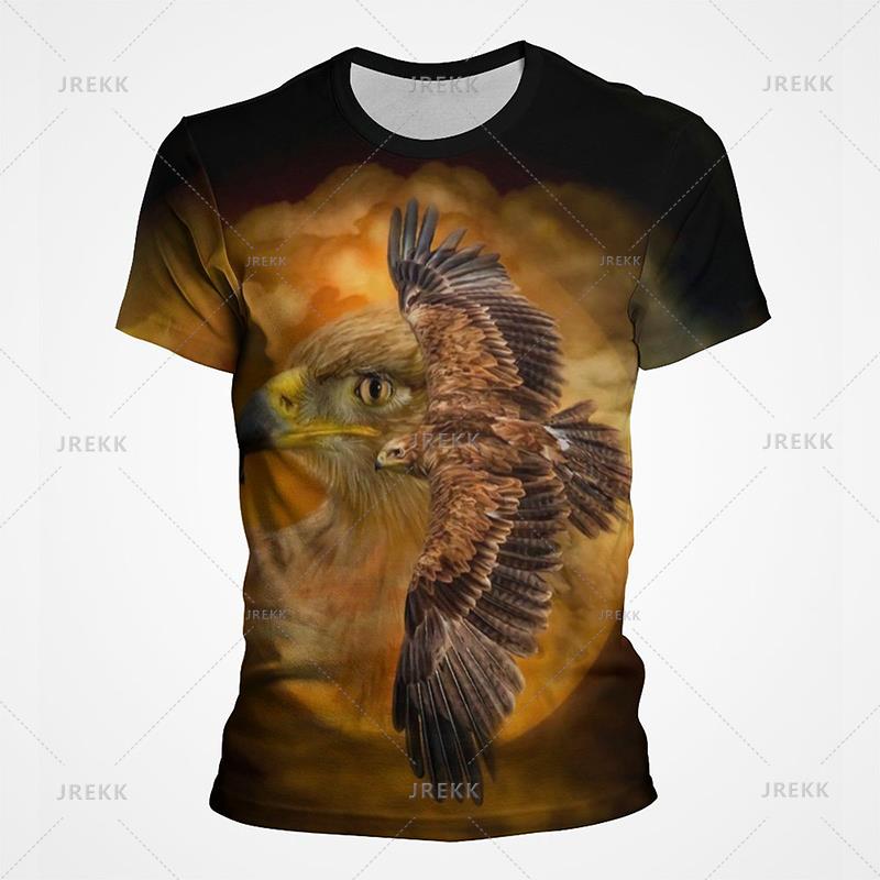 Футболки в уличном стиле с принтом американского орла и ястреба Белая голова морского орла с графическим принтом, полностью покрытая футболка Breathe Casual с коротким рукавом
