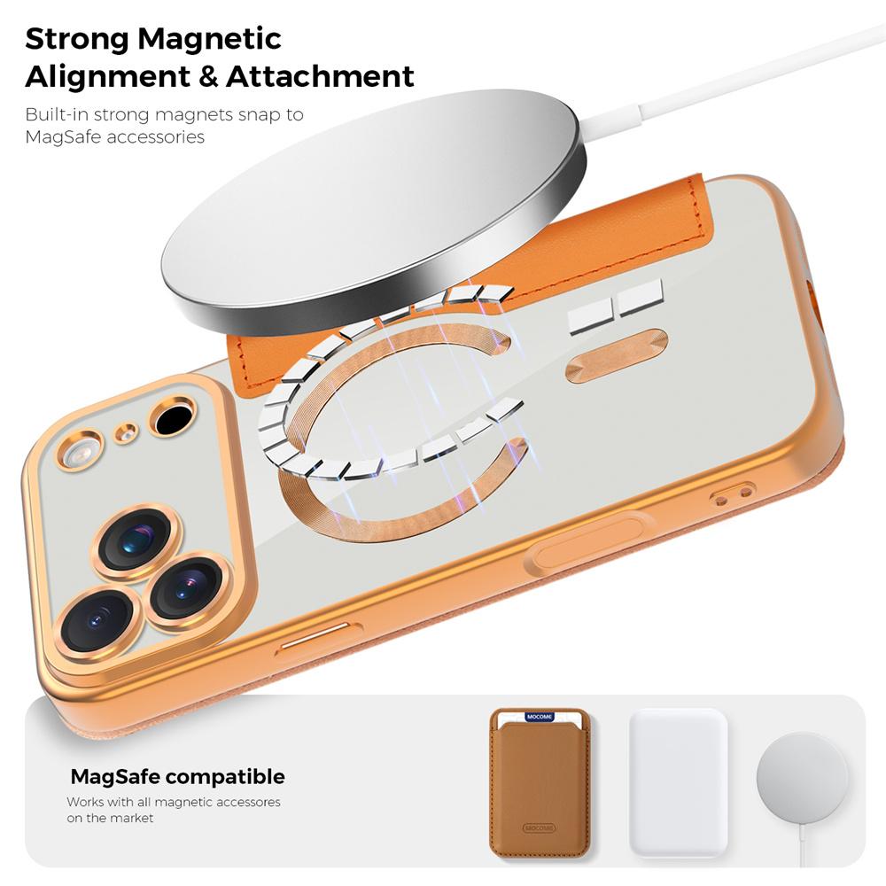 For Magsafe Clear Flip Leather Slot Card Bag Holder Magnetic Phone Case For 17 Pro Max Air Wireless Charging Wallet Cover