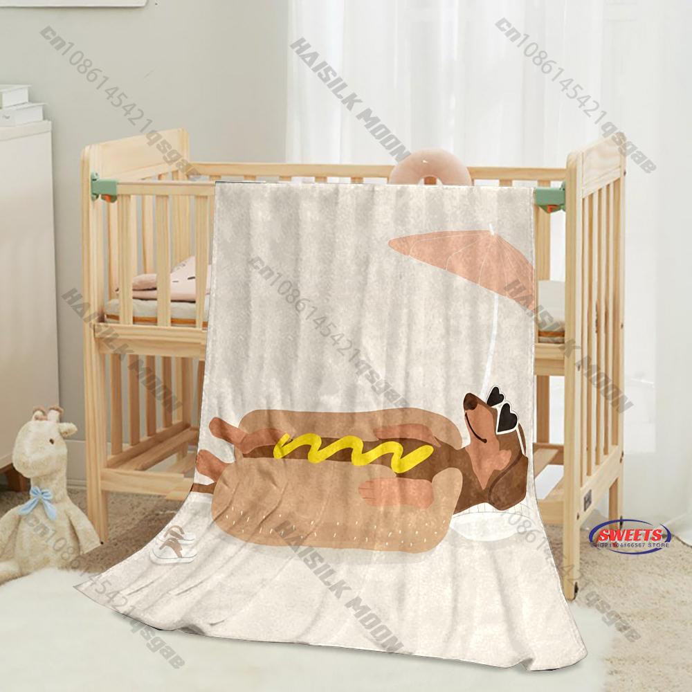 6 Styles Cute Dachshund Printed Blanket, Warm Christmas Birthday Gifts for Wife Kids Friends, Sofa Chairs Bed Office Available