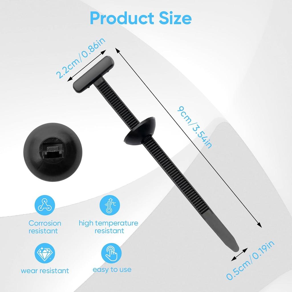 150Pcs Nylon Universal Cable Tie Buckle, Auto Body Parts Trim Automotive Zipper Clips, Door Panel Fastener Plastic Rivet Zip Ties Snap-Fit Ziptie,