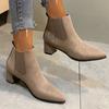 2024 Autumn Winter Women Boots Pointed Toe Slip On Female Ankle Booties Fashion Simple Low Heel Short Chelsea Boots Botas Mujer
