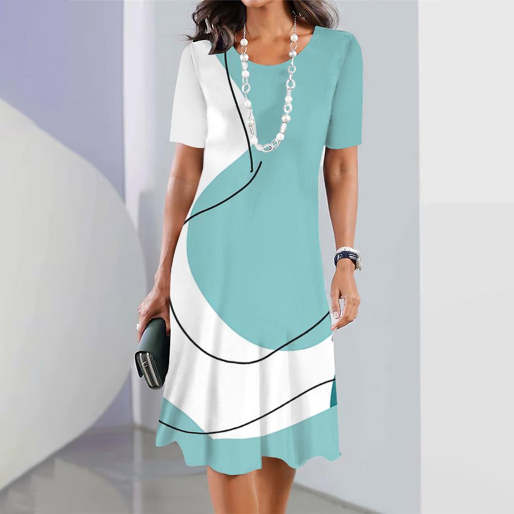 Новые платья с геометрическим принтом, элегантные платья, летние платья, одежда больших размеров для женщин