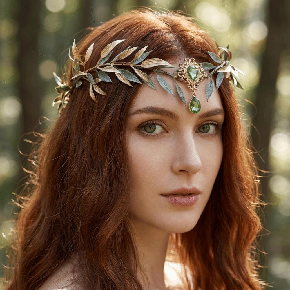 Leaf Wreath Elf Headband Simulate Tree Leaves Forest Garland Tiara Fairy Headpiece Wedding