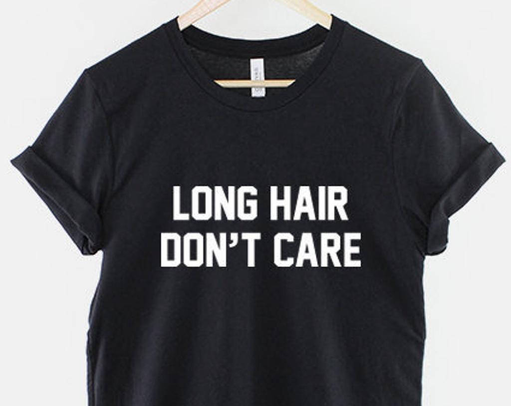 Long Hair Don't Care Graphic Tee, 100% Ring Spun Cotton, Unisex Casual Shirt