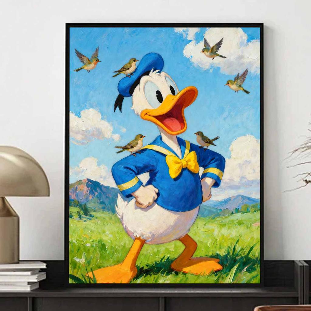 Disney Diamond Painting Kit DIY Round Home Wall Decor Adult Handmade Gift Donald Duck With Birds 128 Characters
