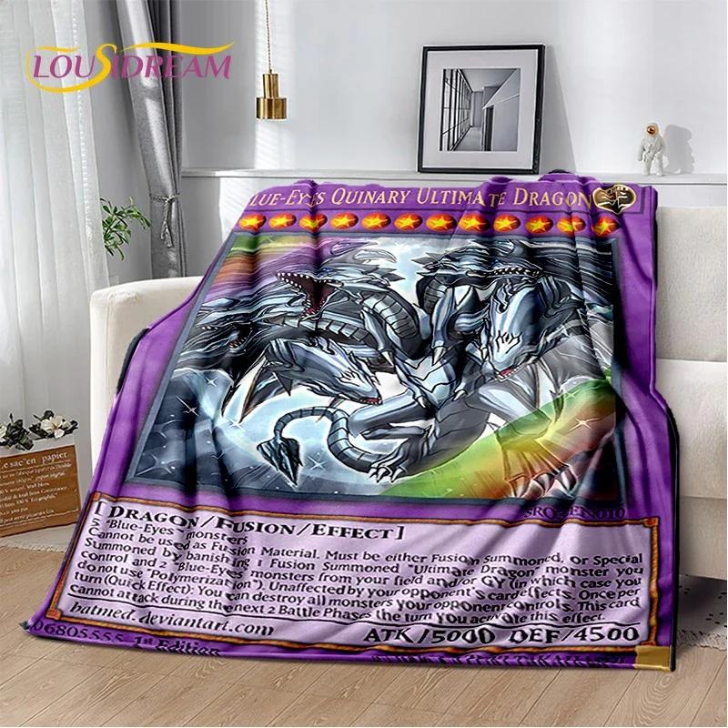 2025 New Yu-Gi-Oh Blue Eyes Dragon Monster Gold Card Cartoon Game Soft Blanket,Soft Throw Blanket for Home Bedroom Bed Sofa Gift