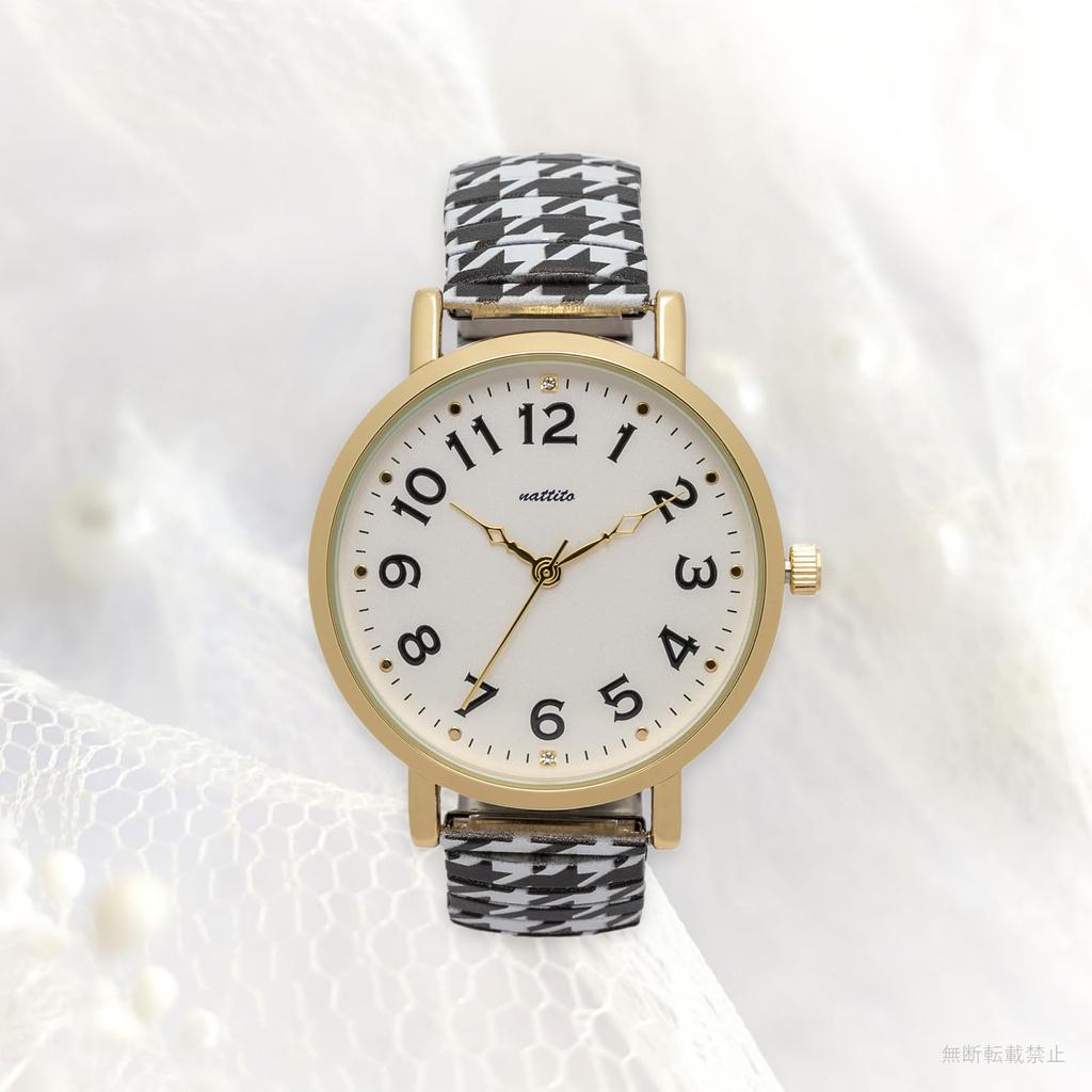 Watch Analog Bellows Belt Stainless Steel Peggy Houndstooth White Black [Fieldwork] Women's YM120-1