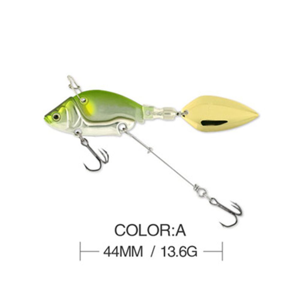 44mm/13.6g Spoon Metal Sequin Vibration Treble Hook VIB Lure Wobblers Crankbaits Metal Fishing Bait