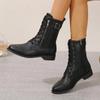 Fashion Women's Shoes 2024 High Quality Lace Up Zipper Women's Boots Autumn Round Toe Square Heel Plus Size 43
