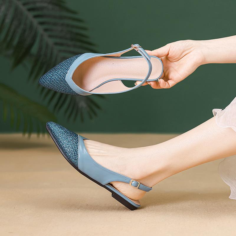 Женские туфли на плоской подошве с открытым носком, закрытым носком, сандалии на плоской подошве с пряжкой на ремешке, удобные сандалии без застежек, летняя офисная обувь для женщин