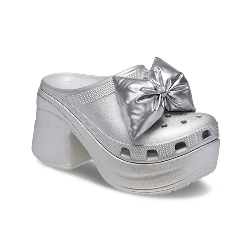 Crocs EVA Mermaid Bow Sandal 9.2cm Women's Metallic Silver
