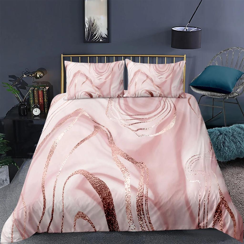 Fashion Marble Bedding Set Queen Size Soft Duvet Cover With Pillowcases Colorful Quilt Cover For Women Girls Home Decor