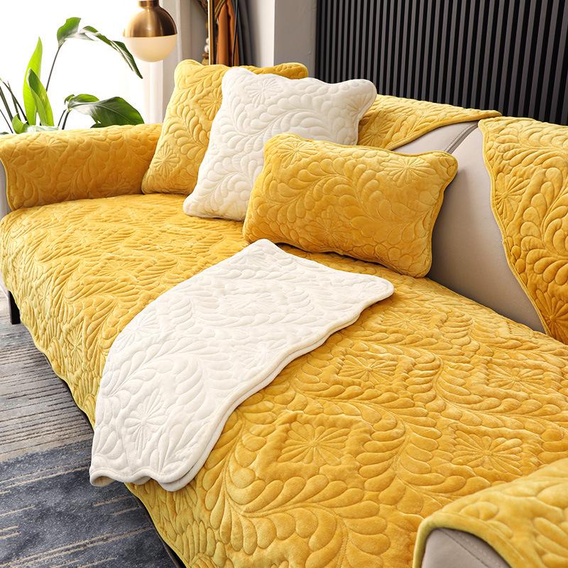Простая зимняя короткая плюшевая диванная подушка, украшение для гостиной, противоскользящее толстое полотенце для спинки, мягкое, удобное, многоцветное, печатное, чехол для дивана