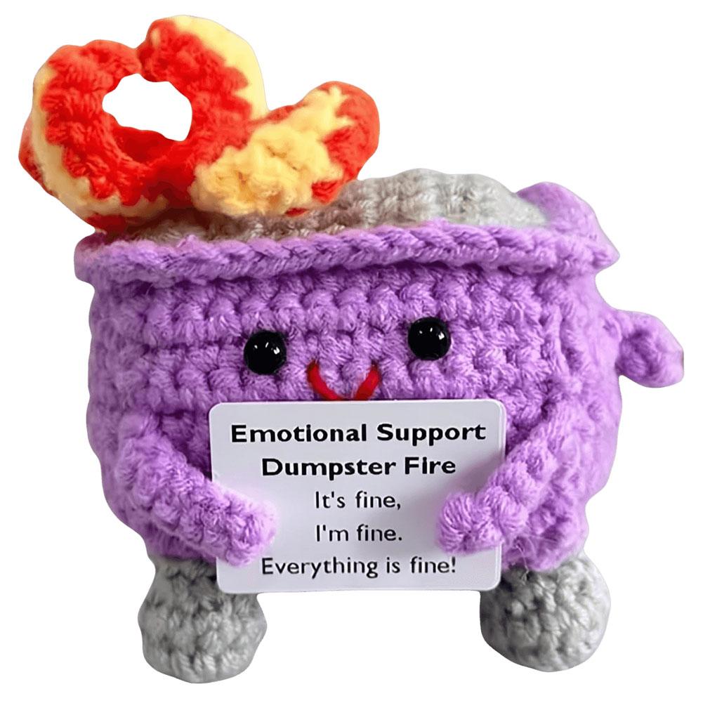 Crochet Dumpster Fire Cute Emotional Support Dumpster Fire Positive Crochet Dumpster Fire Funny Gifts for Friends Coworker