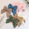 Baby Girls Hairclip  Embroidery Hair Bows Big Bows Hairclip Cotton Linen Barrette