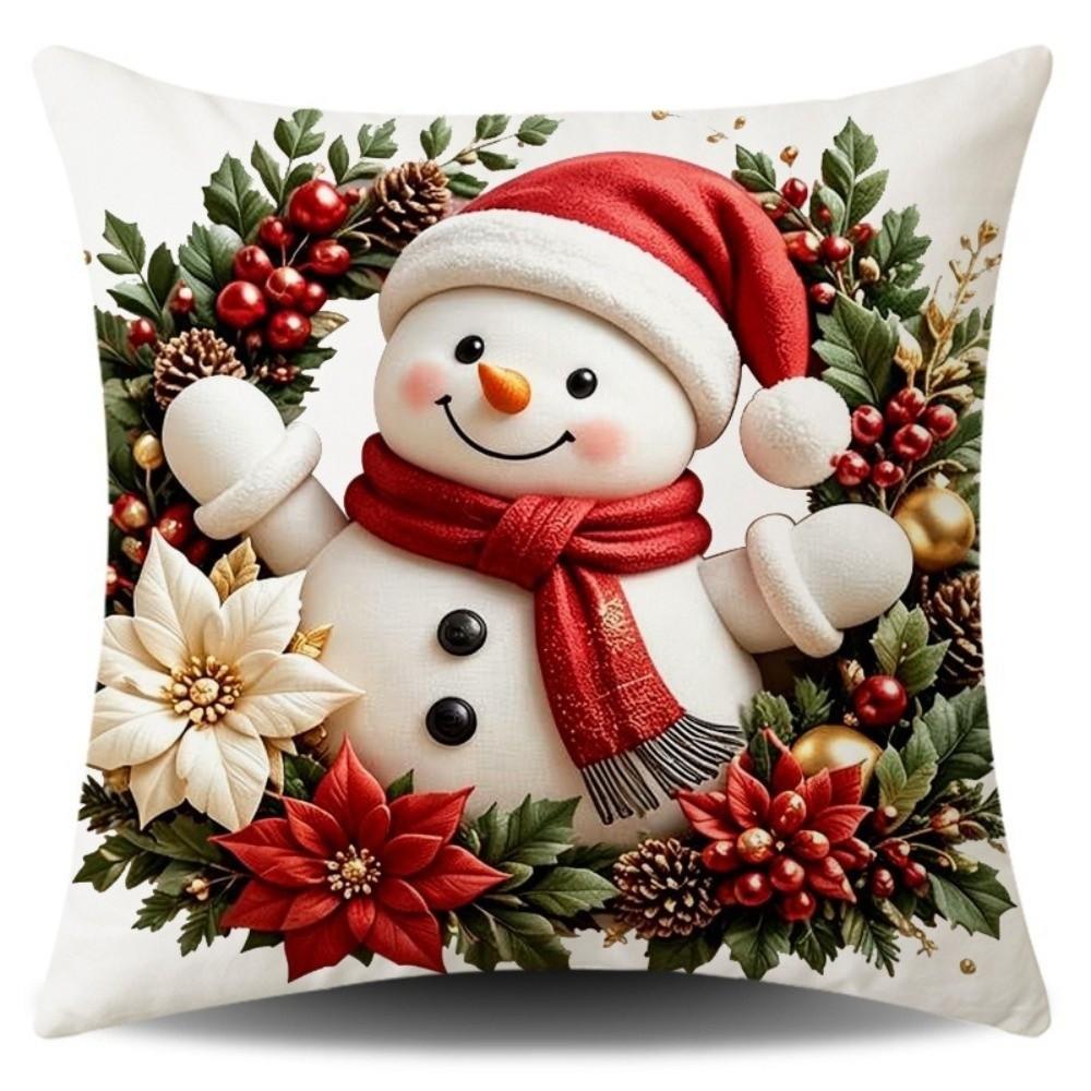 Elk Deer Christmas Pillow Cover Soft Snowman Pillow Cover Xmas Tree Pillowslip Home Decor