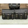 Bags 3 Side Pouch Panniers( Waxed Bull Hide Black Leather) Motorcycle Saddle
