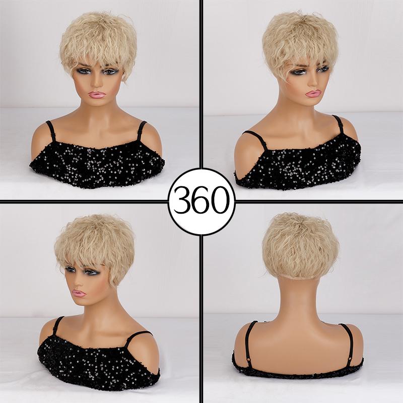 MERISIHAIR Women Short Wavy Light Blonde Hair Extensions 3D Air Hair Bangs Fringe Clip In Hairpiece Toppers for Hair Loss