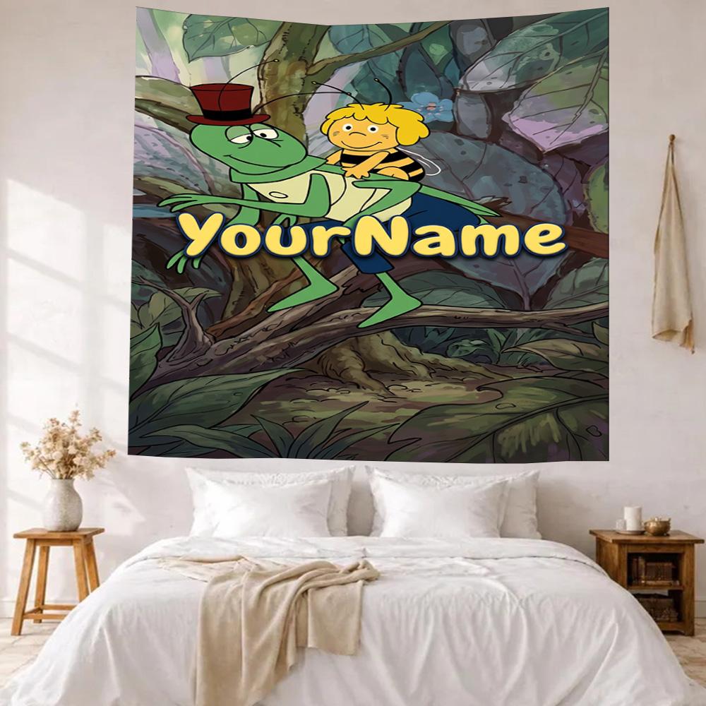 Biene Maja Custom Your Name Wall Decor Tapestry Art For Pet Memorial Birthdaywedding Party Backdrop Family Gift