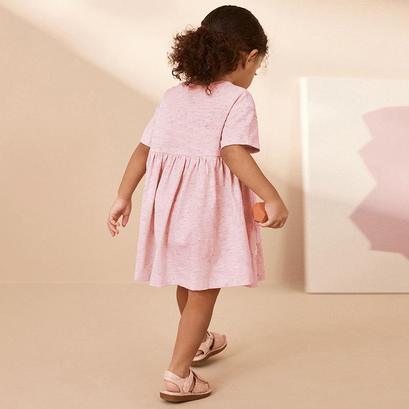 2025 лето 100% хлопок бабочка вышивка пайетки платье принцессы для девочки короткий рукав свободная юбка милые розовые платья для девочек детская одежда