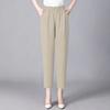 Mom's Straight Leg Casual Pants Elastic Waist Harem Style Nine-Split Plus Size Cool Pants
