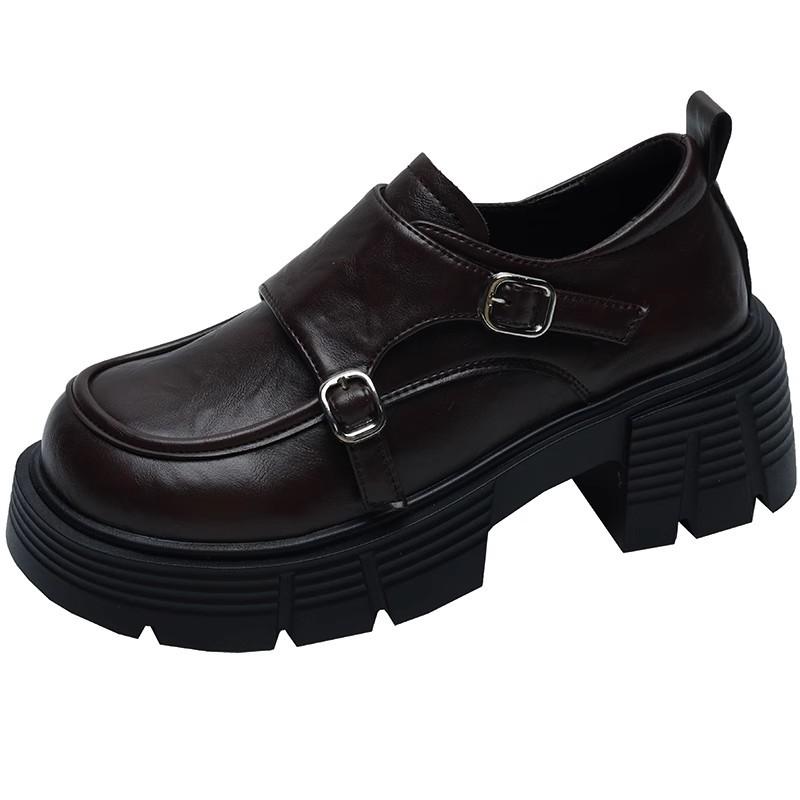 Британский стиль ретро-лоферы на платформе женские 2024 новые немного увеличивающие рост модные лоферы с одной педалью