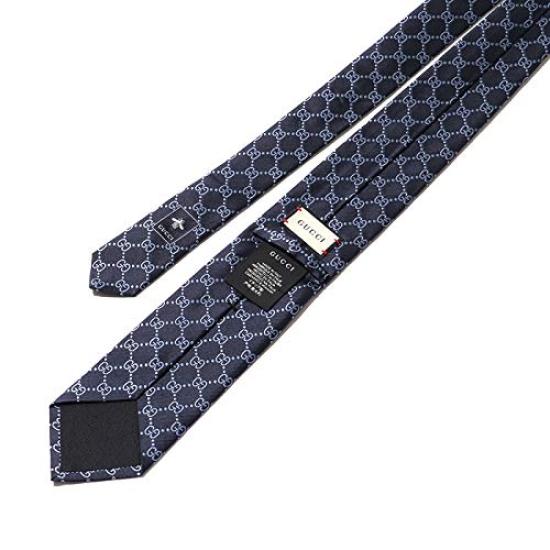 Gucci 499695 4B002 4068 шелковый галстук с логотипом GG синего цвета, сделано в Италии, [Б/у]