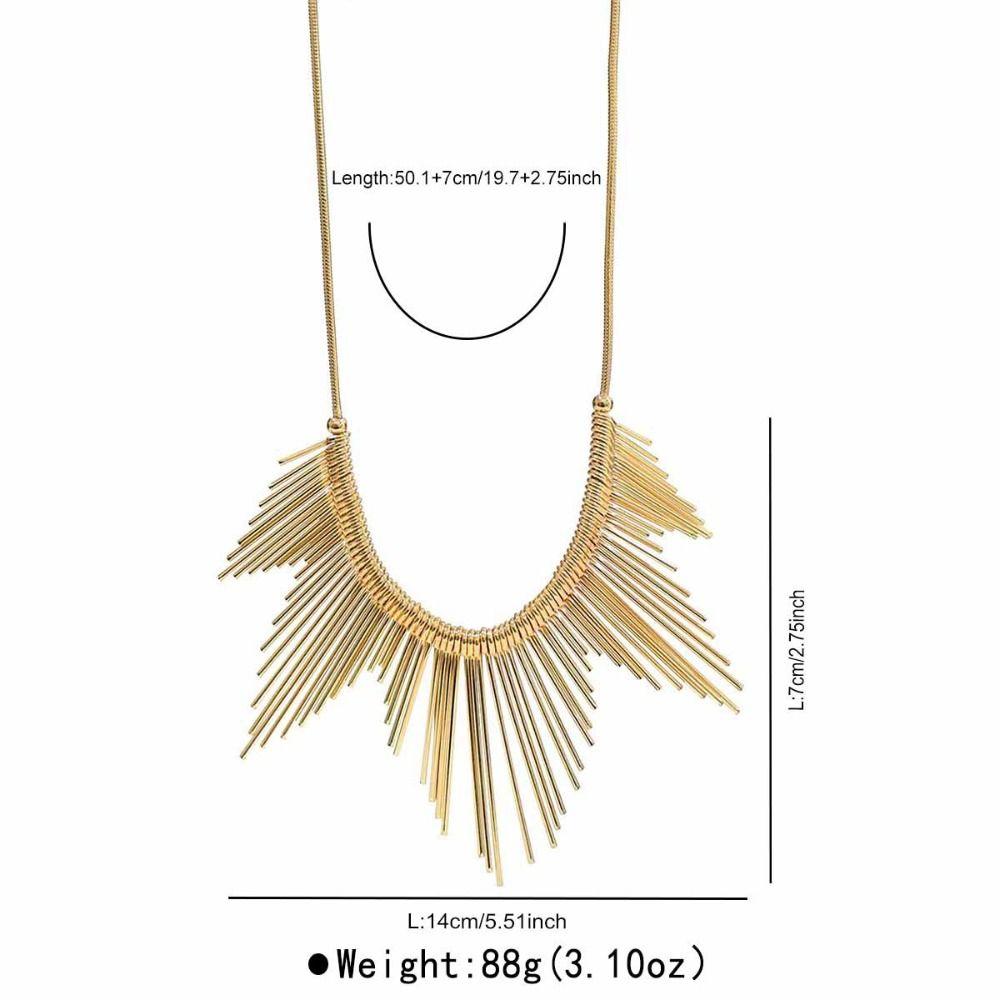 Multi Layer Geometric Necklace Charm Metal Chain Choker Punk Style Metal Line Necklace Women