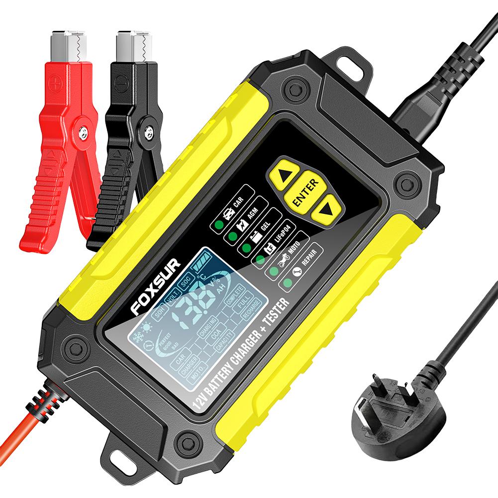 6A 12V Полностью автоматическое зарядное устройство для аккумулятора ЖК-дисплей Тестер AGM GEL Свинцово-кислотное зарядное устройство Импульсное восстановление Цифровое автомобильное зарядное устройство