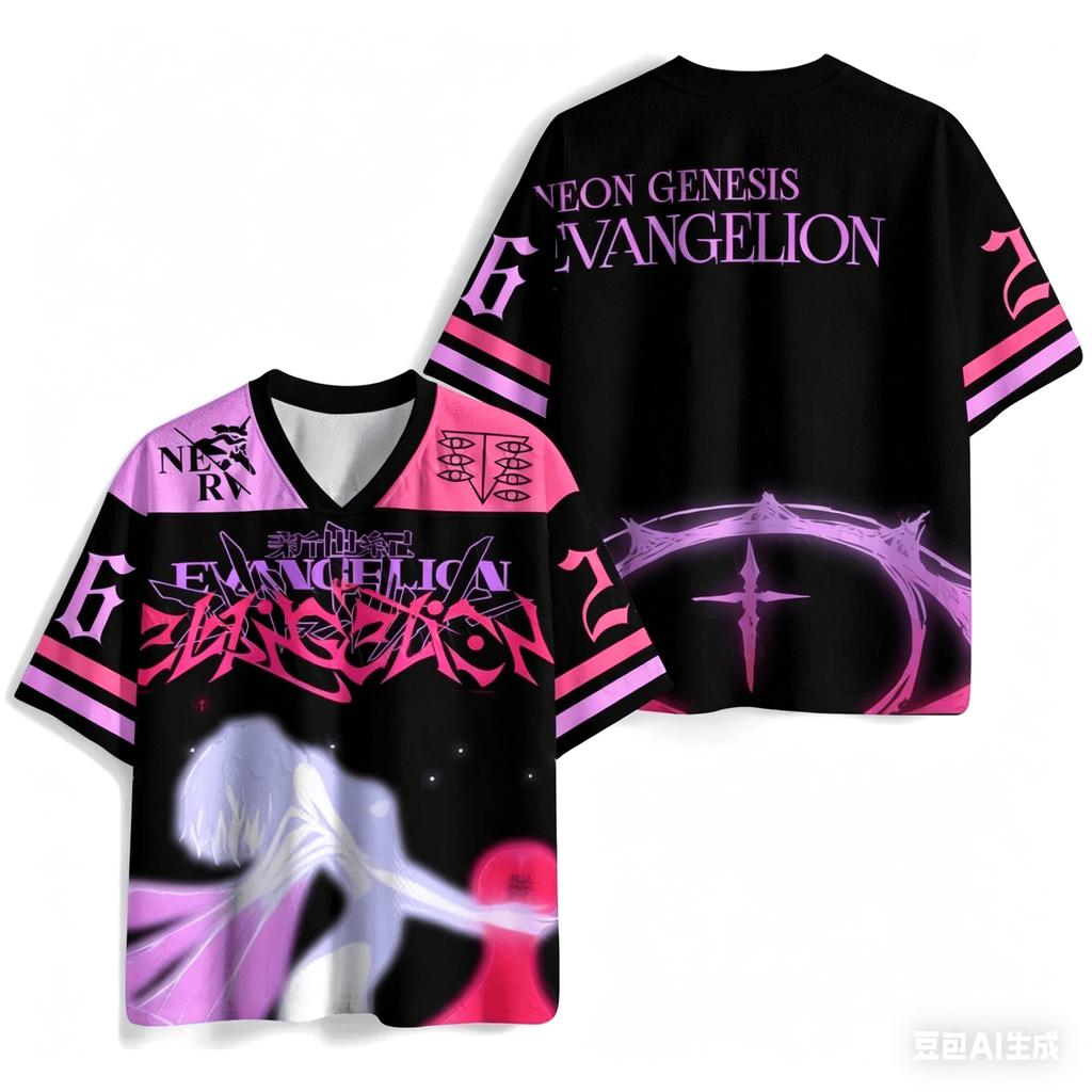Летняя футболка ретро-косплей 2026 года Evangelion с 3D-печатью, короткий рукав, унисекс, спортивные топы
