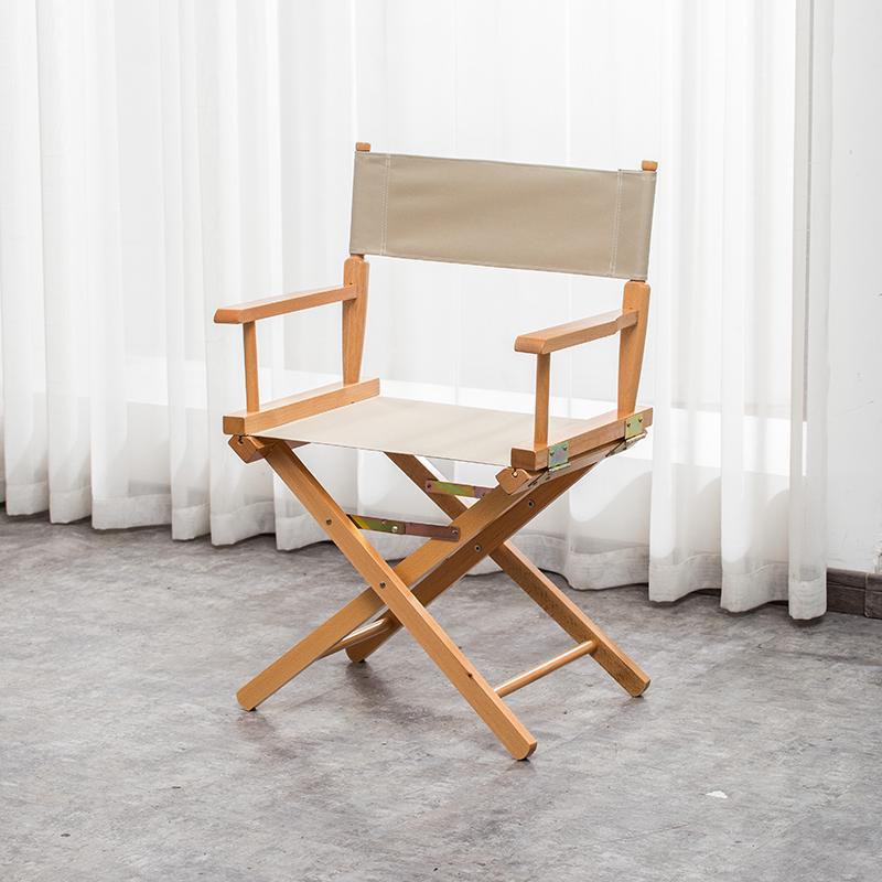 Складной стул режиссера из массива дерева с холщовой спинкой - Барный стул, для улицы, макияжа или рыбалки