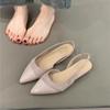 Low Heel Baotou Sandals Women's French Nude Color Pointed Small Fragrant Style Ladies Thick Heels  Air Style Single Shoes