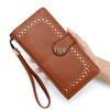 Women's Oil Wax Leather Zipper Wallet with Coin Purse & ID Holder