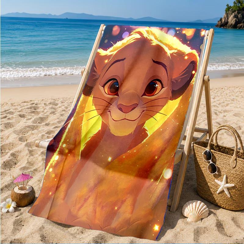 Lion king Artwork Printed Microfiber Beach Towel, Soft And Absorbent, Quick-Dry, Ideal for Summer Travel, Beach Essential, Swimming Pool