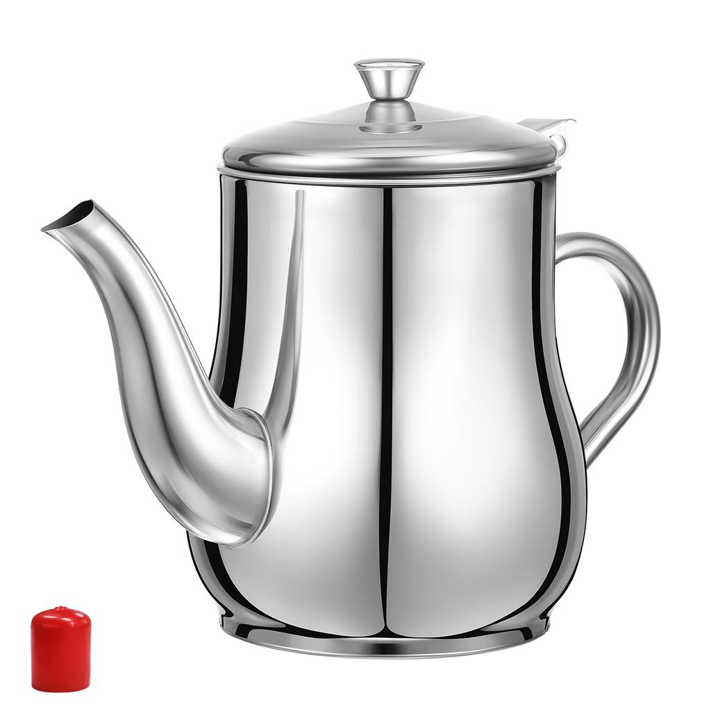 Stainless Steel Oil Pot Filter with Strainer Pan Container Olive Filtering Storage Holders Gravy