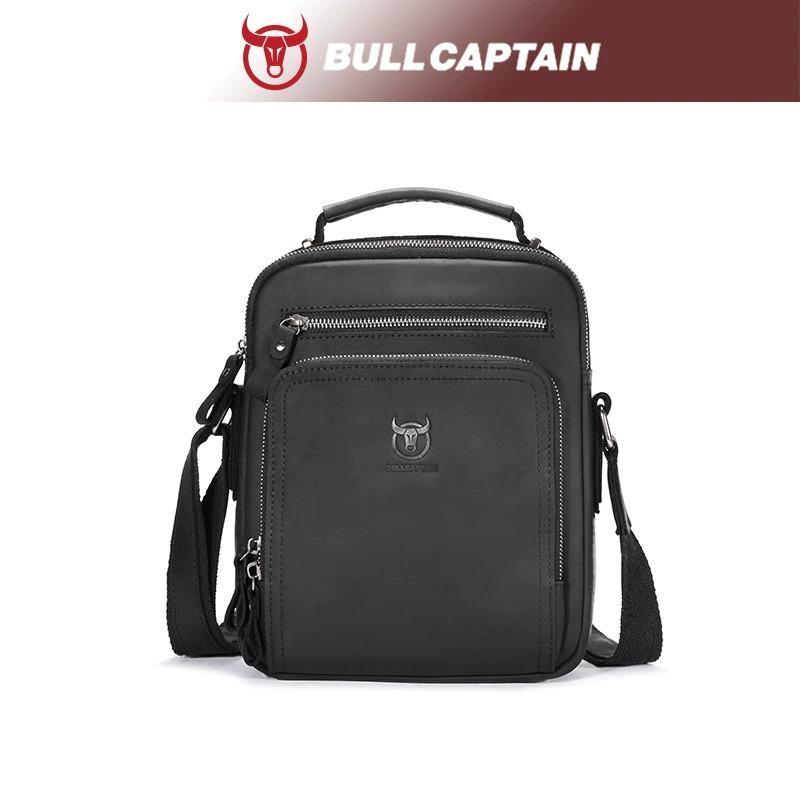 BULLCAPTAIN Винтажная сумка-мессенджер из кожи Crazy Horse для мужчин, большая сумка-тоут через плечо с карманом, вмещает 10-дюймовый планшет, ноутбук, телефон