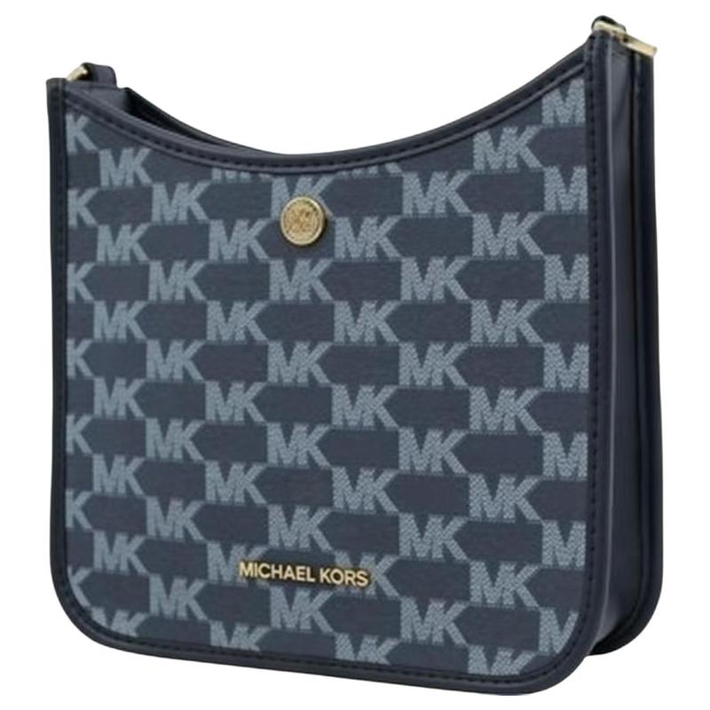 MICHAEL KORS Printed Logo Canvas Crossbody Bag Women's Navy and Black