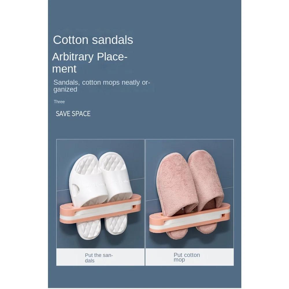 Shoe Rack Foldable Three In One Slipper Rack, Bathroom Wall Mounted Non Perforated Towel Storage Rack, Storage Rack