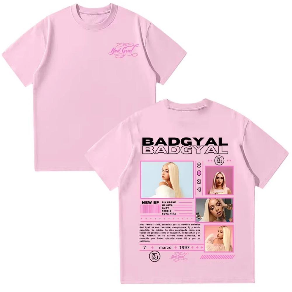 Футболки Bad Gyal Рэпер Bad Gyal Женская футболка Хлопок Высокого качества Женская одежда Поп Мужские футболки Повседневная Y2K Уличная одежда