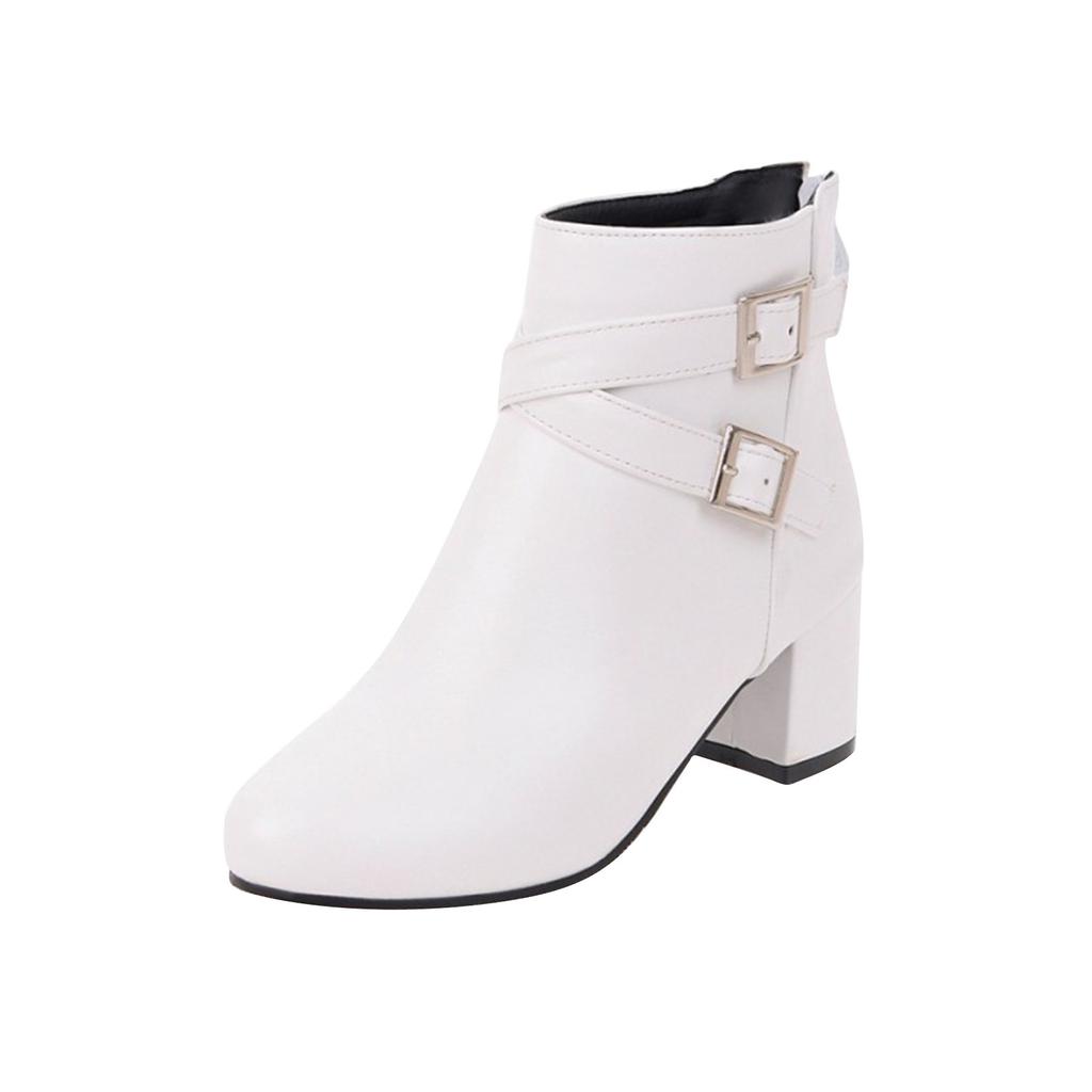 Женские сапоги на толстом каблуке с острым носком Короткие сапоги Ботинки Женские сапоги