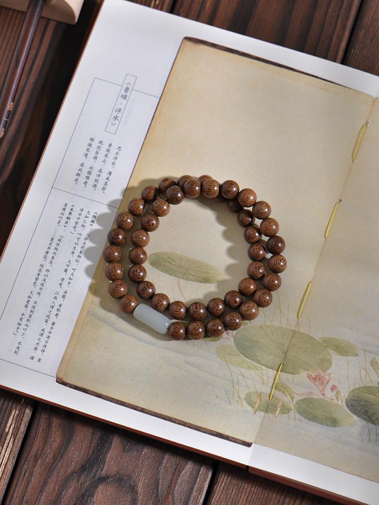 Original Old Material Green Sandalwood Buddha Bead Bracelet Female Forest Student Sandalwood Passion Seed Bracelet Couple Ethnic Style Male Female