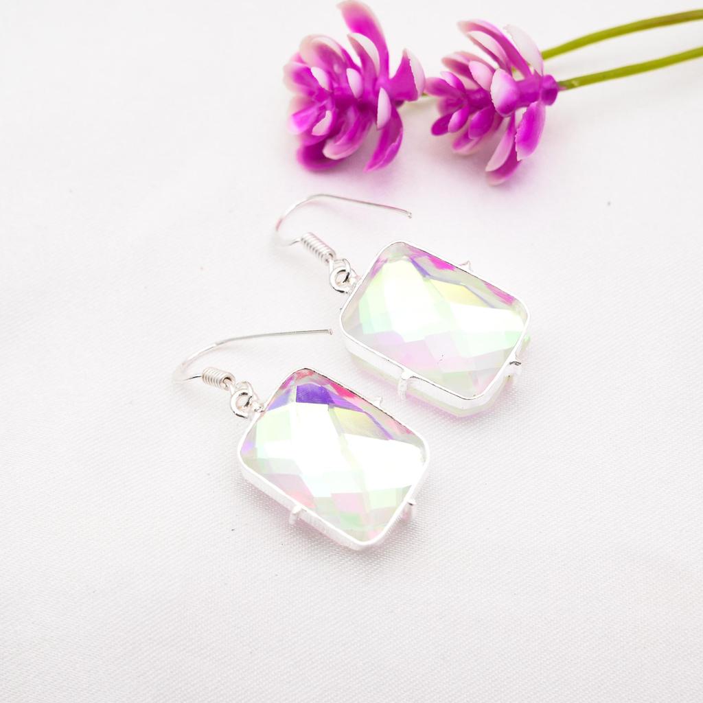 Серьги Mystic Topaz из цельного серебра 925 пробы, серьги с драгоценными камнями ручной работы, на День памяти