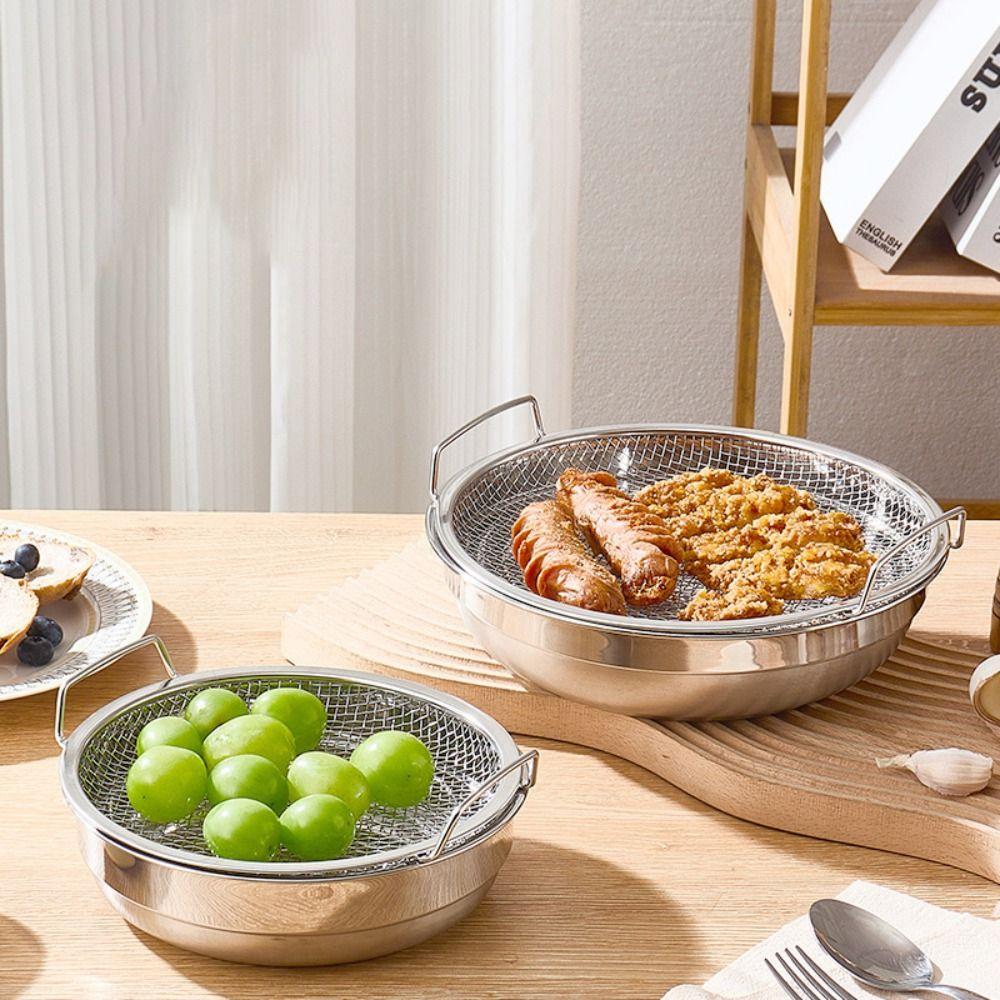 Поддон для масла из нержавеющей стали, корзина для слива масла из аэрофритюрницы, не ржавеющая, подставка для стекания масла с жареных продуктов, фрукт