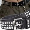 Vintage Punk Rivet Belt PU Leather Y2K Pyramid Belt Trend Metal Gothic Waistband  Rock