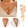 Retro Choker Fashion Trend Tassel Necklace Ginkgo Biloba Necklace Vintage Geometric Leaves Pull U3N9