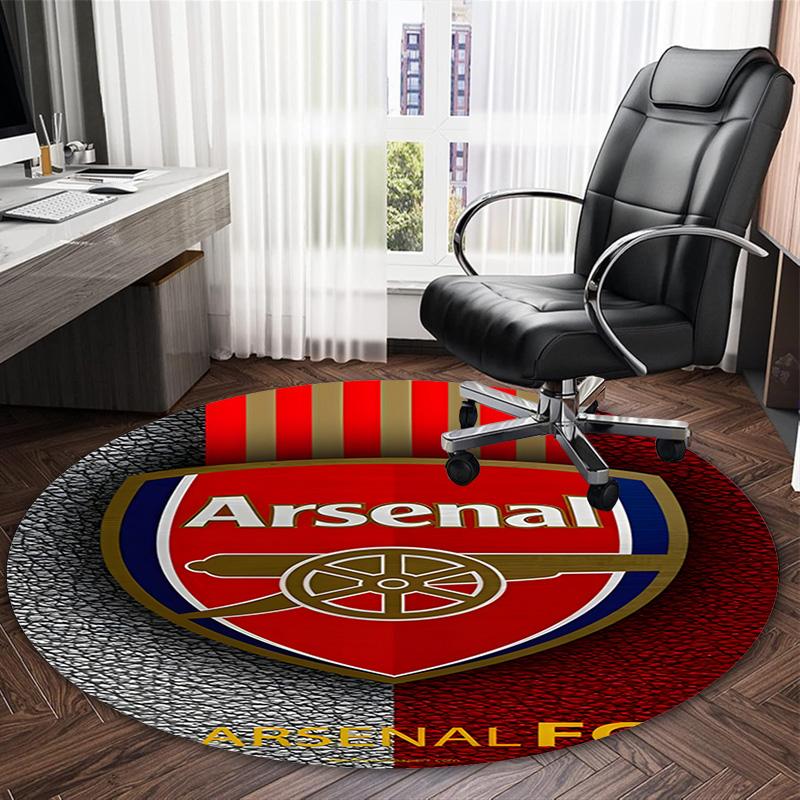 1pc A-Arsenal Carpet, Round Rug, Comfortable, Suitable for Entryways, Living Rooms, Office, And Bedrooms, Christmas Decoration