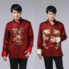 Мужской ретро костюм Тан в китайском стиле с вышивкой дракона, топ с длинным рукавом: Идеально для официальных мероприятий и выступлений.