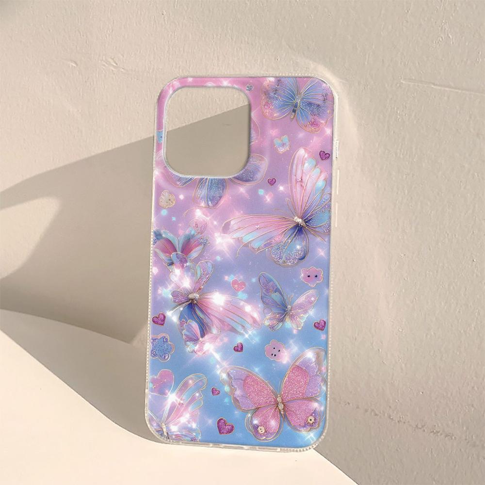 Phone Case For iPhone 17 17Air 15 14 13 12 11 16 Pro Max Plus Laser style butterfly high-quality luxury Anti-fall Cover Funda