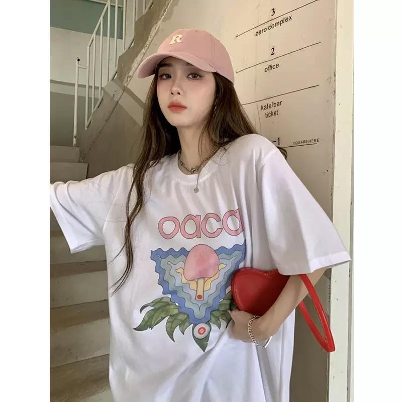 Casablanca 23 spring and summer new fantasy gate starry sky castle casa letter logo short-sleeved couple T-shirt