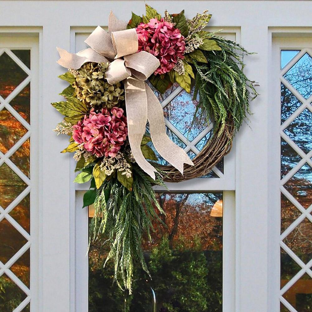 Wreaths Hydrangea for Porch Yard Wedding Decoration Farmhouse Seasonal Decor
